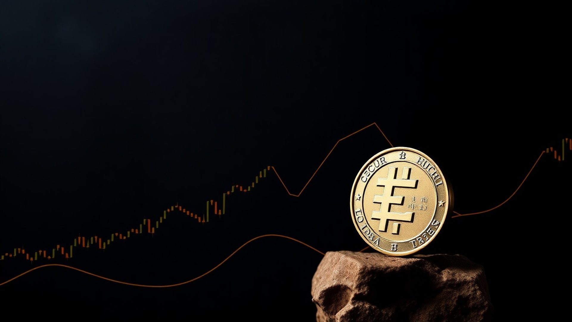 Uredski stol s financijskim grafikonima u tonovima ugljena i zlata