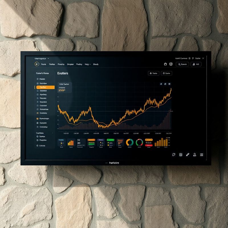 Apstraktno sučelje brokerske platforme sa zlatnim UI naglascima